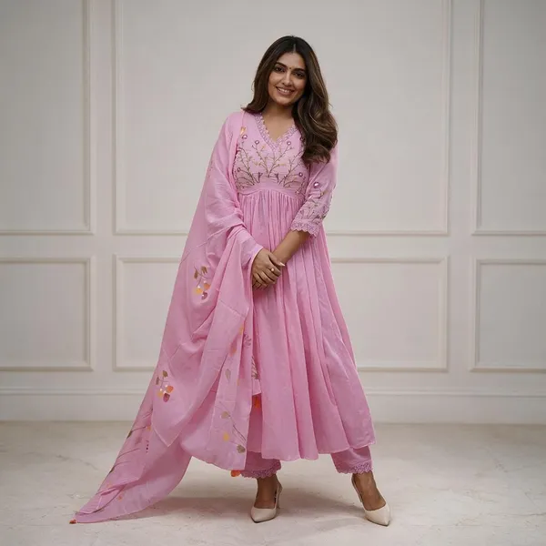 Pink_Floral_Embroidered_Anarkali_Suit_Set_With_Dupatta