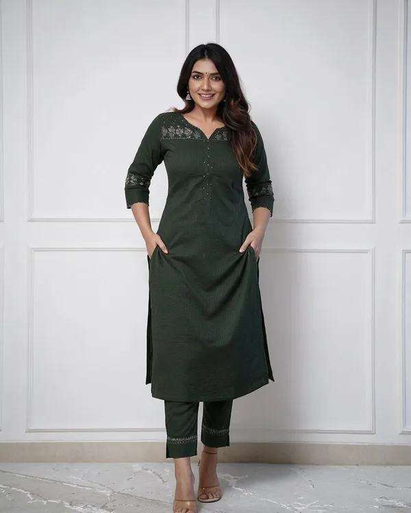 Bottal_Green_Kurti_With_Pant