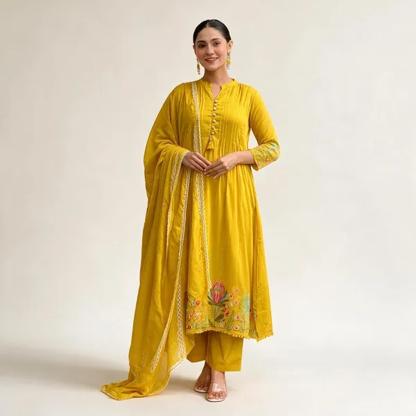 Mustard_Yellow_Anarkali_Kurta_Set_With_Floral_Embroidery