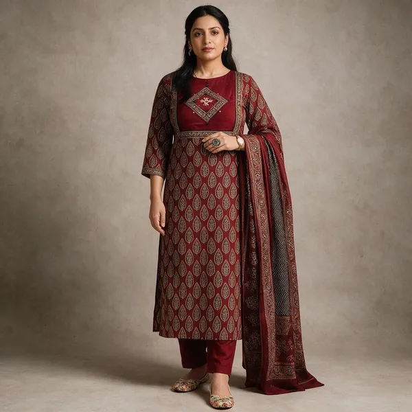 Maroon_Ethnic_Printed_Salwar_Suit_Set_With_Dupatta
