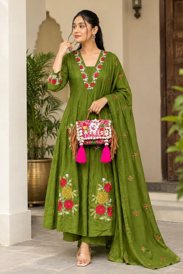 green_emboridery_folwer_ankarli_style_kurti_with_pant_and_emboridery_duppta_sat_
