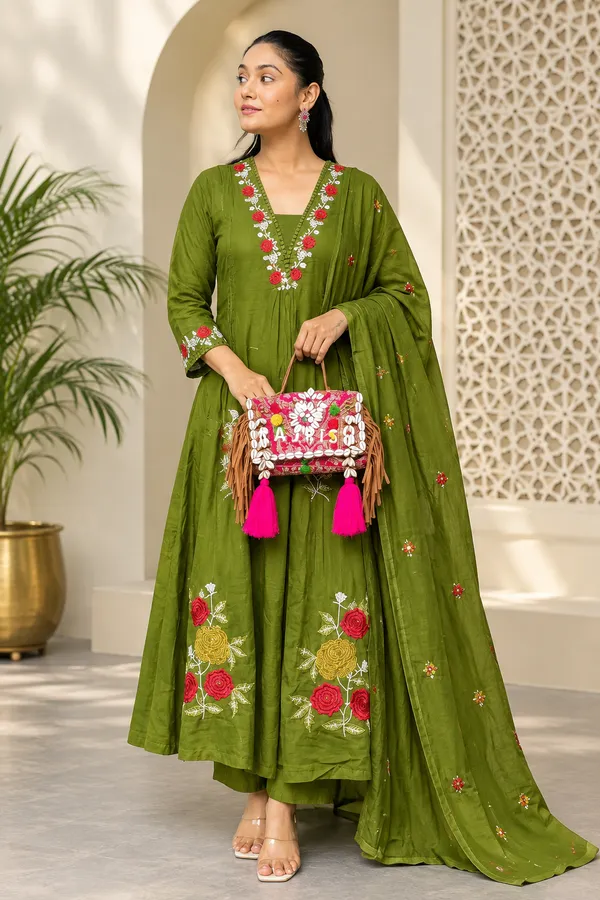 green_emboridery_folwer_ankarli_style_kurti_with_pant_and_emboridery_duppta_sat_