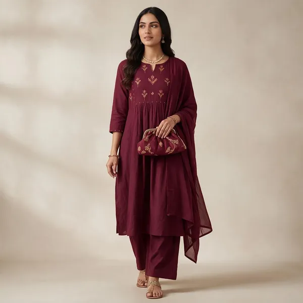 Maroon_Embroidered_Anarkali_Kurta_Set_With_Dupatta