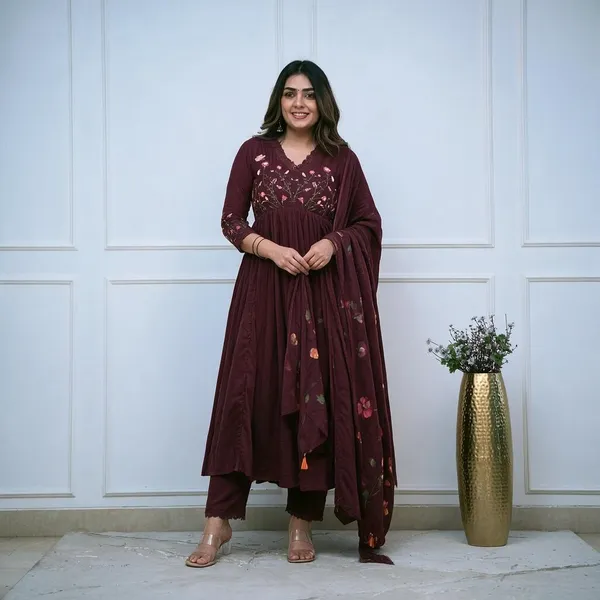 Maron_Tittli_Ankarli_Kurti_With_Pant_And_Duppta_Sat