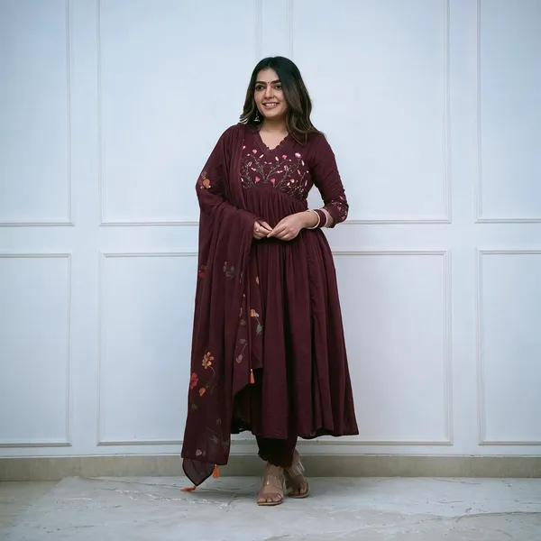 Maron_Tittli_Ankarli_Kurti_With_Pant_And_Duppta_Sat
