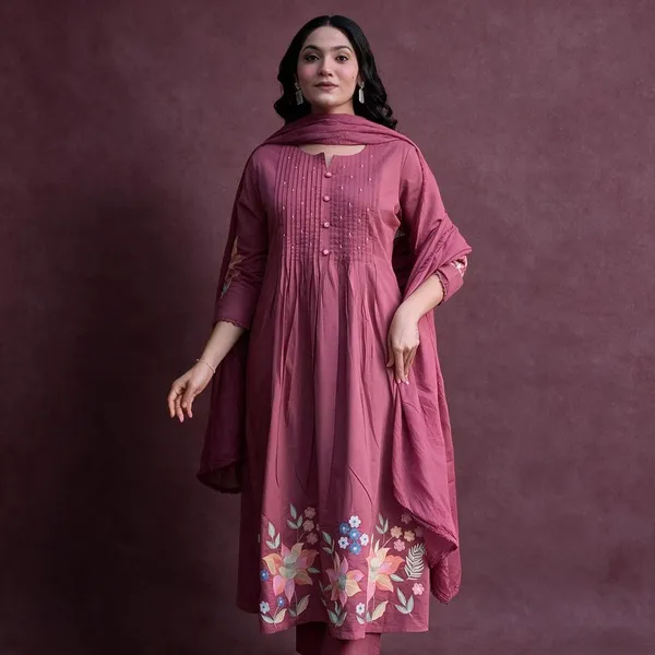 Pink_Floral_Embroidered_Anarkali_Suit_Set_With_Dupatta