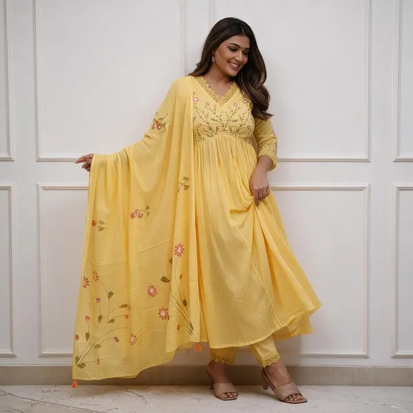 Yellow_Floral_Embroidered_Anarkali_Suit_Set_With_Dupatta