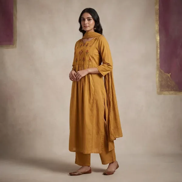 Mustard_Yellow_Embroidered_Anarkali_Kurta_Set_With_Dupatta