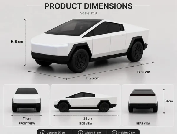 White_1:18_Scale_Toy_Pickup_Truck