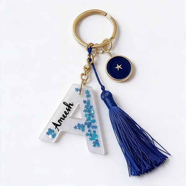 Blue_White_Resin_Glitter_Alphabet_Letter_A_Initial_Keychain