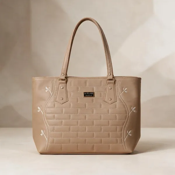 Beige_Leather_Embroidered_Tote_Handbag_For_Women