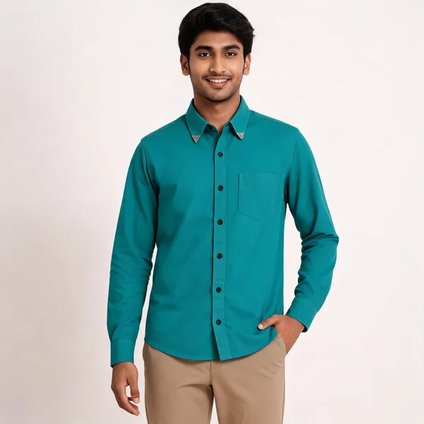 Teal_Embellished_casul_Shirt_for_Men
