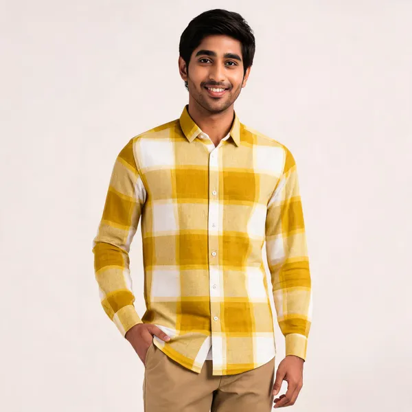 Yellow_Checkered_Casual_Shirt_for_Men