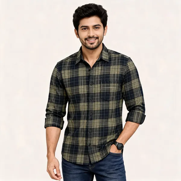 Olive_Plaid_Casual_Shirt_for_Men