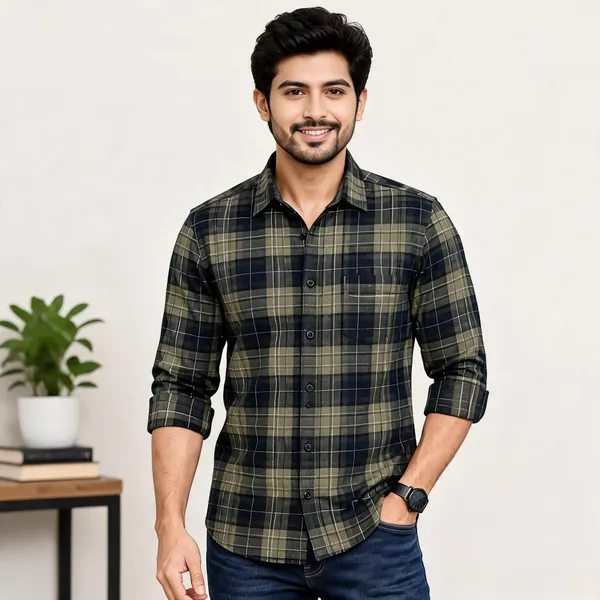 Olive_Plaid_Casual_Shirt_for_Men