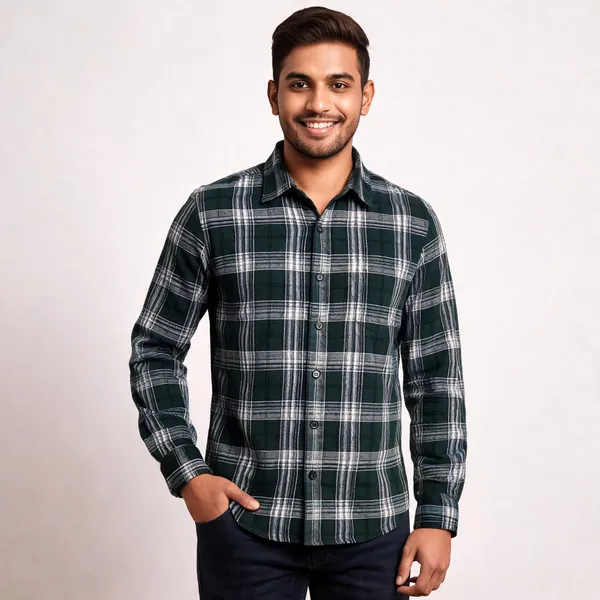 Dark_Green_Plaid_Full_Sleeve_Shirt_for_Men