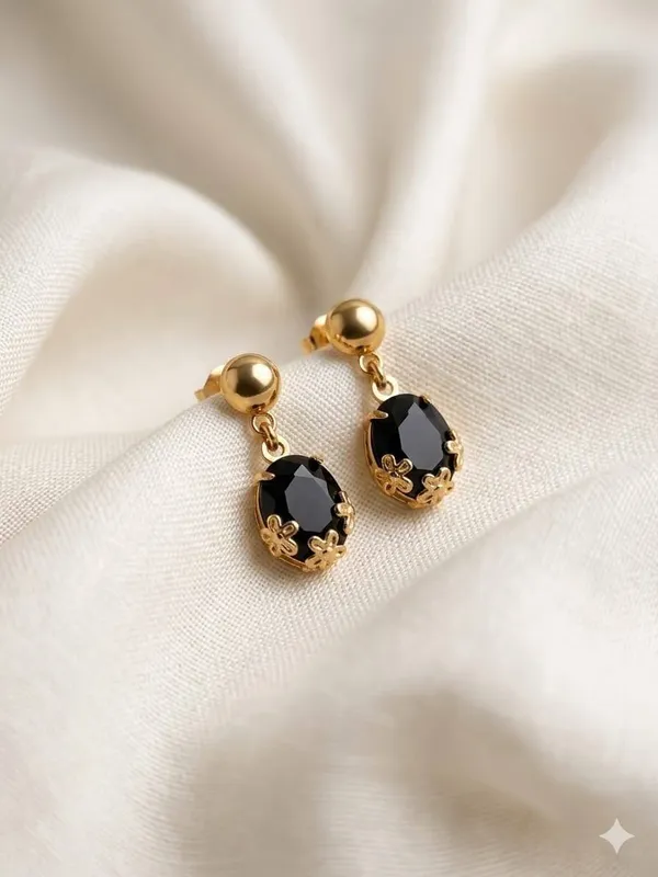 Gold_Tone_Black_Oval_Drop_Earrings_for_Women