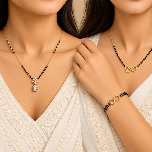 Black_Bead_And_Gold_Tone_Floral_Pendant_,Heart_Mangalsutra_Set_For_Women_Pack_Of_2