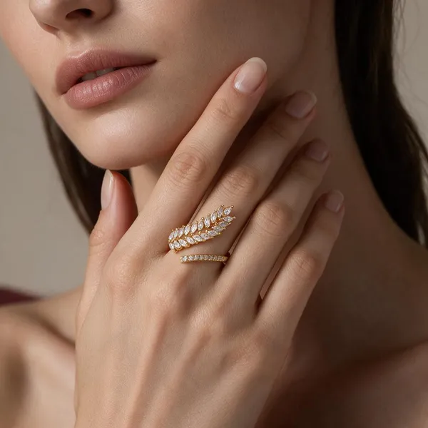 Gold_Tone_Leaf_Design_Adjustable_Ring_for_Women