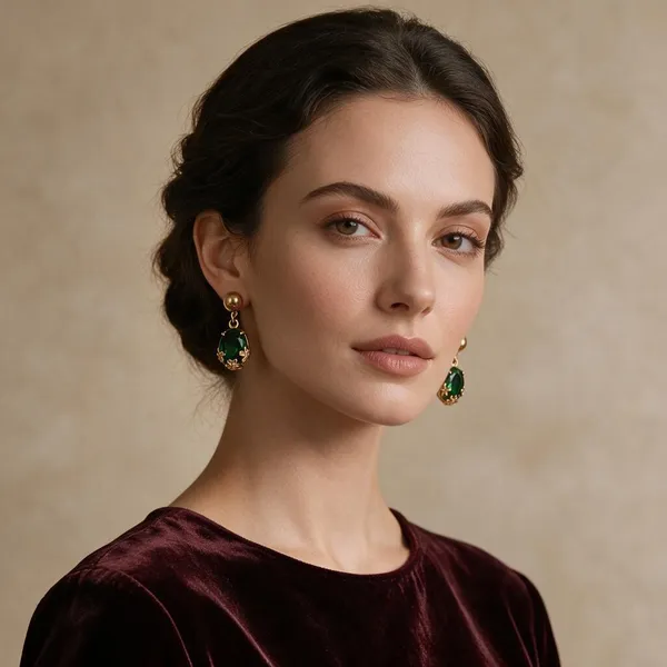 Green_Gold_Tone_Oval_Drop_Earrings_for_Women