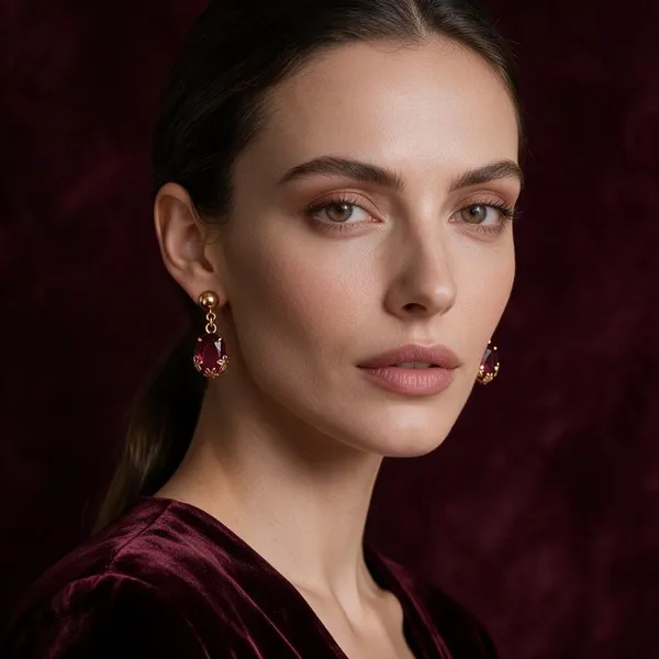 Red_Gold_Tone_Drop_Earrings_for_Women
