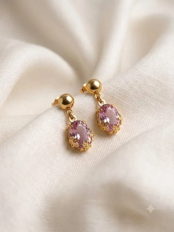 Gold_Tone_Pink_Stone_Drop_Earrings_for_Women