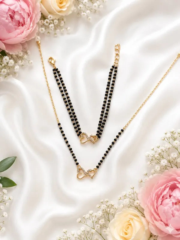 Black_Bead_And_Gold_Tone_Floral_Pendant_,Heart_Mangalsutra_Set_For_Women_Pack_Of_2