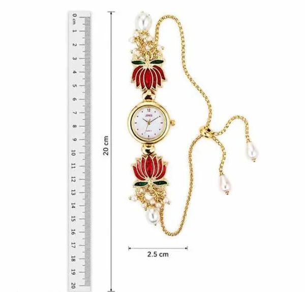 Gold_Tone_Floral_Pendant_Watch_Set_for_Women