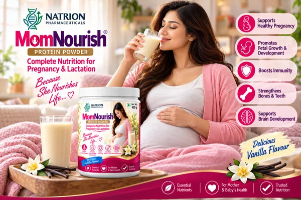 NATRION_MomNourish®_Complete_Nutrition_Protein_Powder_for_Pregnancy_&_Lactation_–_Delicious_Vanilla_Flavour_with_DHA,_Essential_Vitamins_&_Minerals_–_400_g