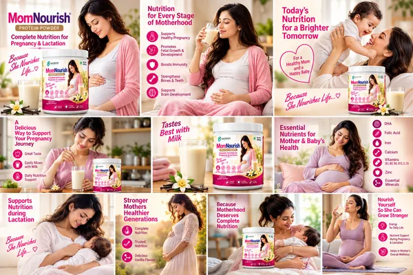 NATRION_MomNourish®_Complete_Nutrition_Protein_Powder_for_Pregnancy_&_Lactation_–_Delicious_Vanilla_Flavour_with_DHA,_Essential_Vitamins_&_Minerals_–_400_g