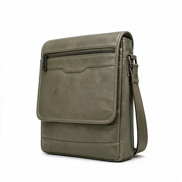 Olive_Leather_Textured_Crossbody_Messenger_Bag_For_Men
