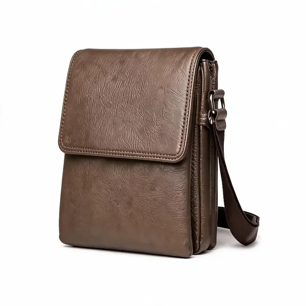 Brown_Textured_Leather_Crossbody_Sling_Bag_For_Men