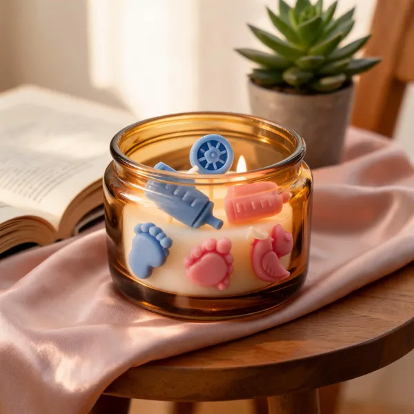 Amber_Glass_Jar_Baby_Shower_Cedar_Amber_Tealight_Candle