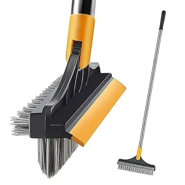 3_In_1_Floor_Scrub_Brush_With_Squeegee_Long_Handle_Bathroom_Cleaning_Brush_Floor_Wiper_Stiff_Bristle_Scrubber_For_Tiles_Kitchen_Balcony_Toilet_Grout_Patio_Home_Cleaning