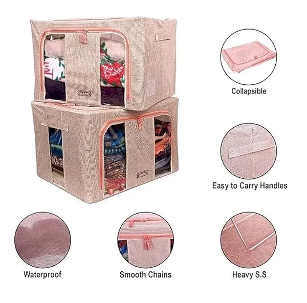 24l_Foldable_Storage_Box_With_Lid_Transparent_Window_Fabric_Clothes_Organizer_With_Zipper_Closure_Wardrobe_Storage_Bag_For_Sarees_Blankets_Toys_Bedding_Household_Items_Pack_Of_2