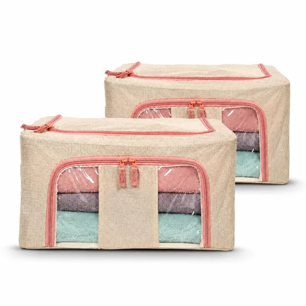 24l_Foldable_Storage_Box_With_Lid_Transparent_Window_Fabric_Clothes_Organizer_With_Zipper_Closure_Wardrobe_Storage_Bag_For_Sarees_Blankets_Toys_Bedding_Household_Items_Pack_Of_2