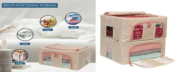 24l_Foldable_Storage_Box_With_Lid_Transparent_Window_Fabric_Clothes_Organizer_With_Zipper_Closure_Wardrobe_Storage_Bag_For_Sarees_Blankets_Toys_Bedding_Household_Items_Pack_Of_2