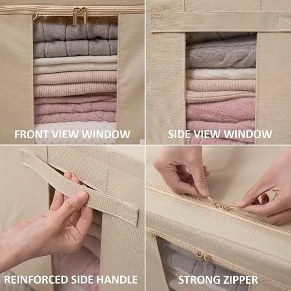 24l_Foldable_Storage_Box_With_Lid_Transparent_Window_Fabric_Clothes_Organizer_With_Zipper_Closure_Wardrobe_Storage_Bag_For_Sarees_Blankets_Toys_Bedding_Household_Items_Pack_Of_2