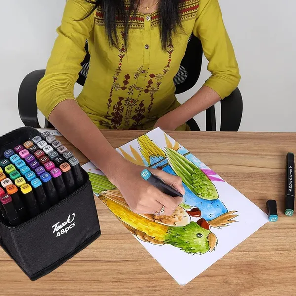 48_Vibrant_Colours_Marker_Set_With_A_Broad_Range_Of_Shades_For_Drawing_Sketching_Craft_Projects_Manga_Lettering_And_Creative_Artwork_At_Home_School_Or_Studio
