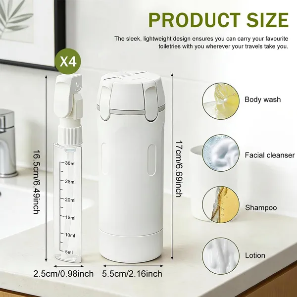 4_In_1_Travel_Toiletry_Bottles_Set_4_X_30ml_Refillable_Pet_Dispenser_Bottles_With_Clear_Capacity_Scale_Leak_Resistant_Portable_Travel_Containers_For_Shampoo_Lotion_Soap_Cream_Personal_Care