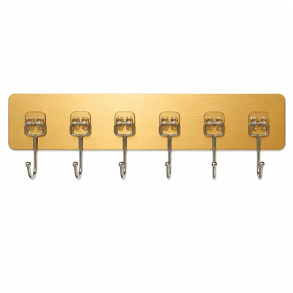 6_In_1_Wall_Hook_Stainless_Steel_Self_Adhesive_Wall_Mounted_Hooks_For_Bathroom_Kitchen_Bedroom_Home_Multi_Purpose_Towel_Clothes_Key_Utility_Hanger_Golden