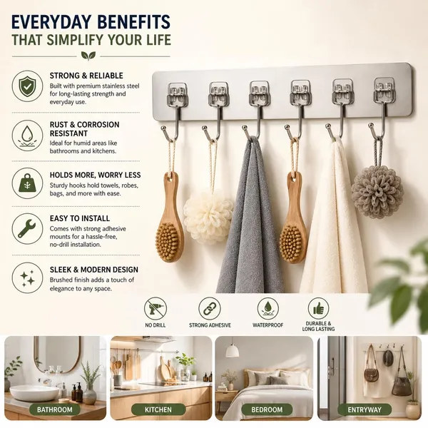 6_In_1_Wall_Hook_Stainless_Steel_Self_Adhesive_Wall_Mounted_Hooks_For_Bathroom_Kitchen_Bedroom_Home_Multi_Purpose_Towel_Clothes_Key_Utility_Hanger_Golden