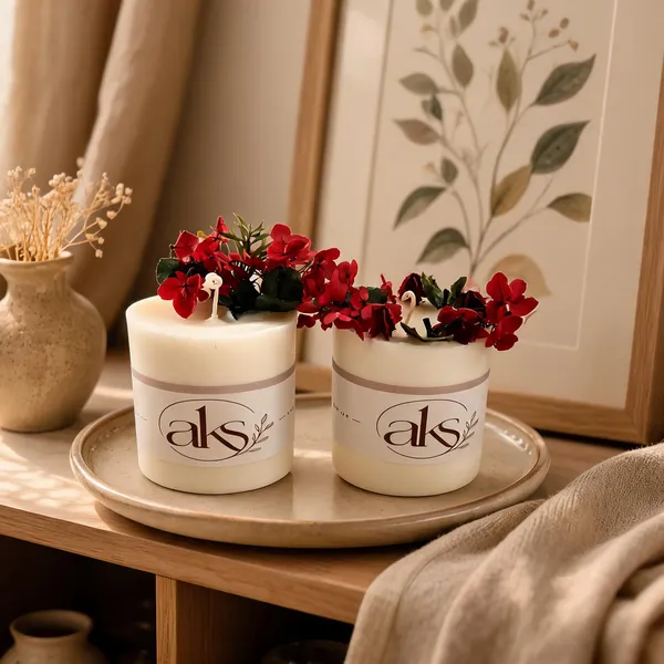 Soya_Wax_Amber_Dry_Flowers_Pillar_Candle_Set_Of_2
