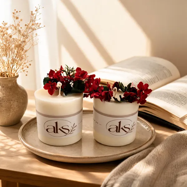 Soya_Wax_Amber_Dry_Flowers_Pillar_Candle_Set_Of_2