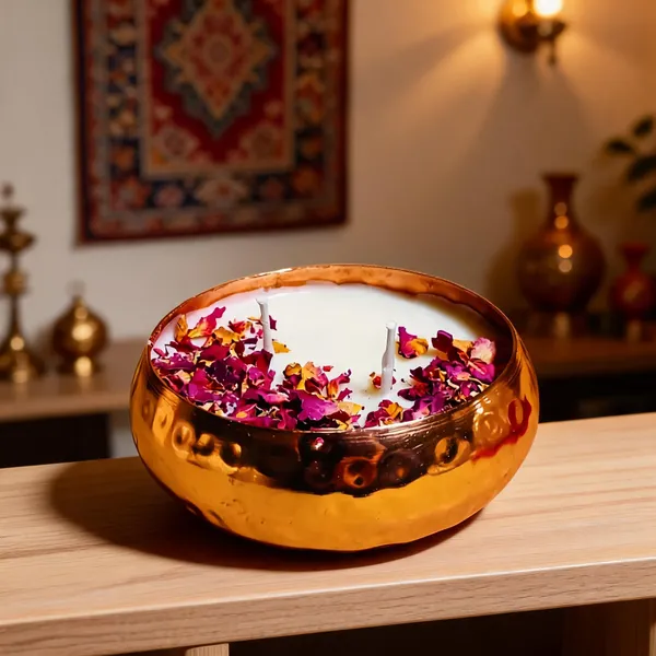 Decorative_Urli_Hammered_Chamomile_Gold_Candle