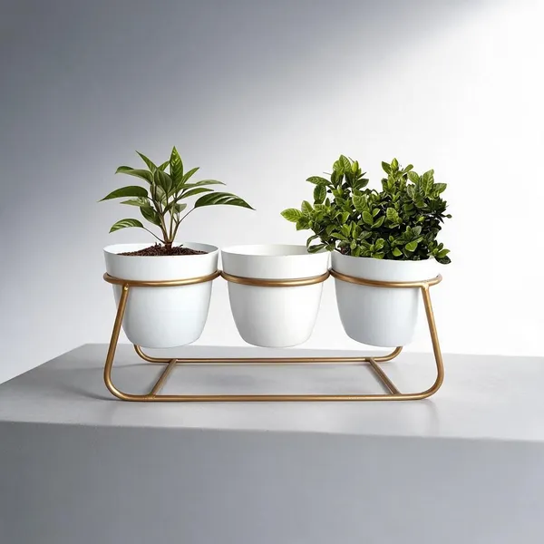White_&_Gold_Metal_Plant_Stand_For_Home_Decor