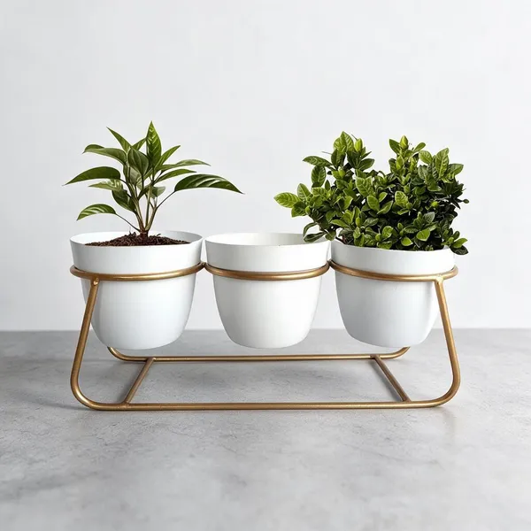 White_&_Gold_Metal_Plant_Stand_For_Home_Decor