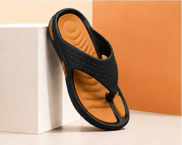 Voolio_Men_S_Black_Orange_Comfort_Flip_Flops