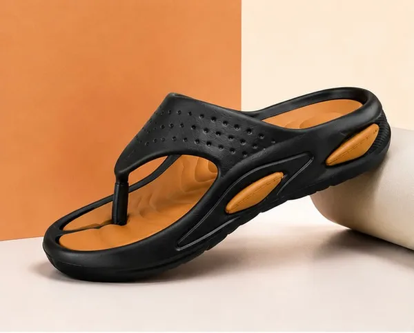 Voolio_Men_S_Black_Orange_Comfort_Flip_Flops