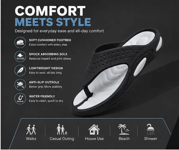 Voolio_Mens_Black_White_Comfort_Flip_Flops